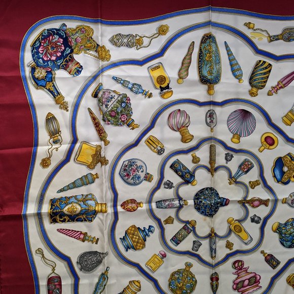 Auth HERMES "Qu’importe Le Flacon” Perfume Silk Scarf by Catherine Baschet - Picture 2 of 13